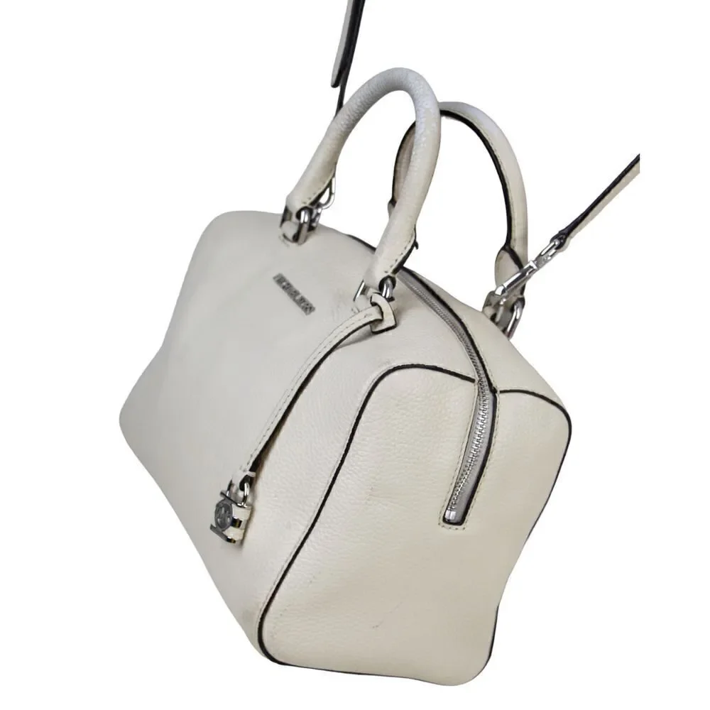 Michael Kors IVORY REAL LEATHER MEDIUM X-BODY SHOULDER BAG SATCHEL HANDBAG PURSE